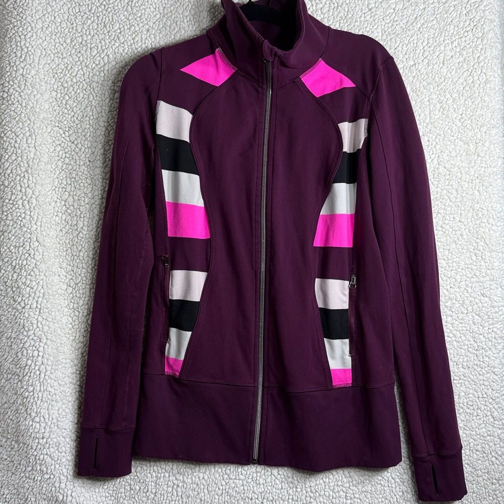 Lululemon Nice Asana Jacket Raspberry POW Stripe Size 6– Good Used